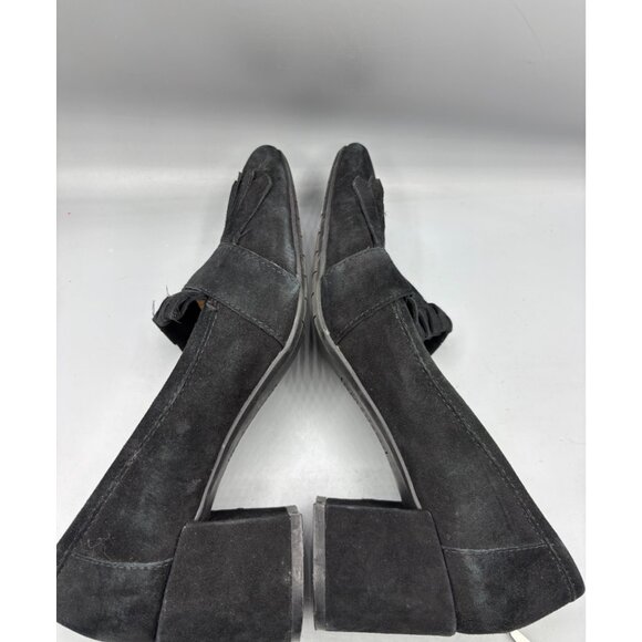 Reaction Kenneth Cole Shoes Womens 8 Black Suede Loafers Fringe Block Heel - Picture 6 of 8